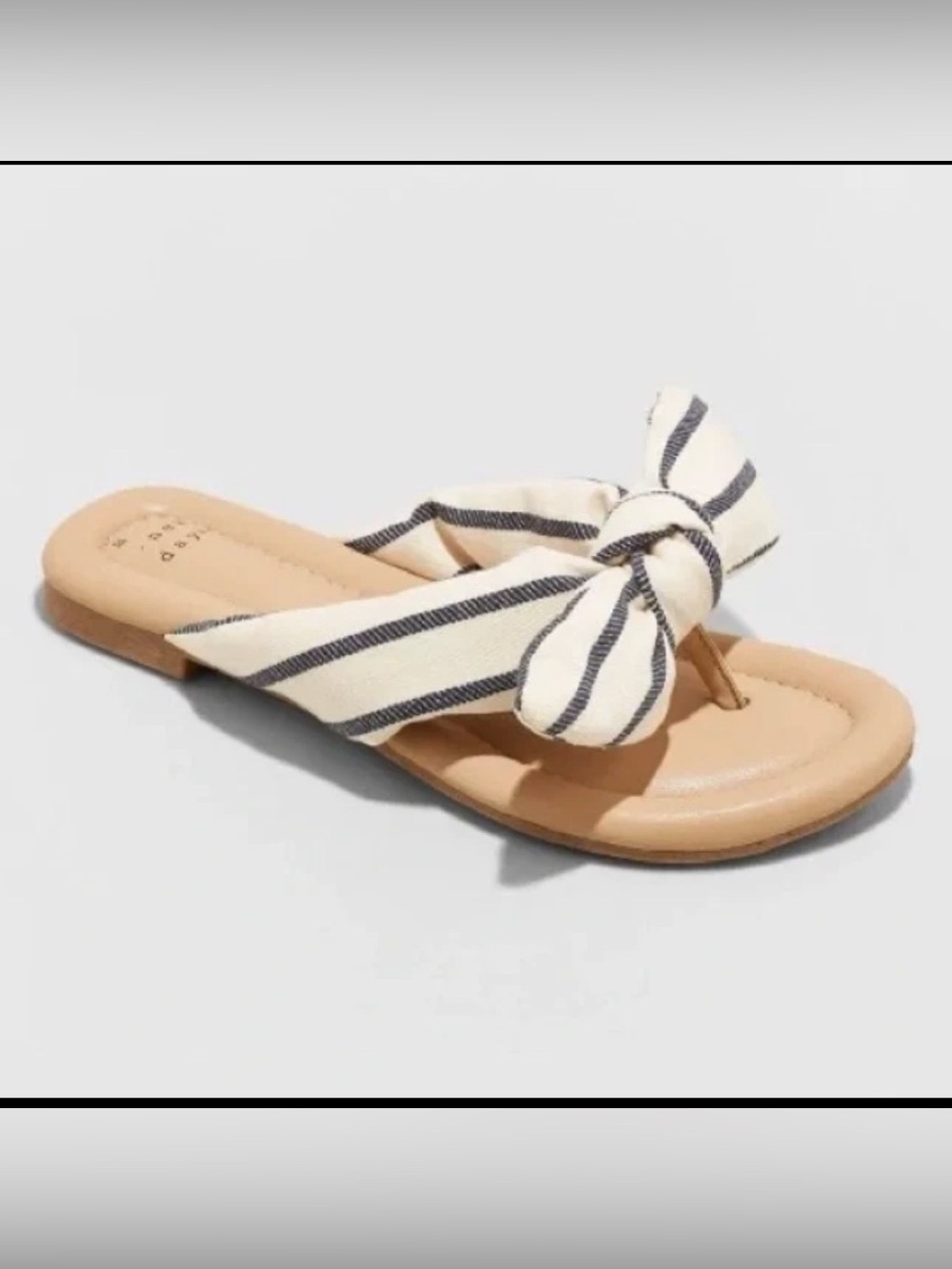 a new day Striped Bow Thong Sandal - Cream & Navy